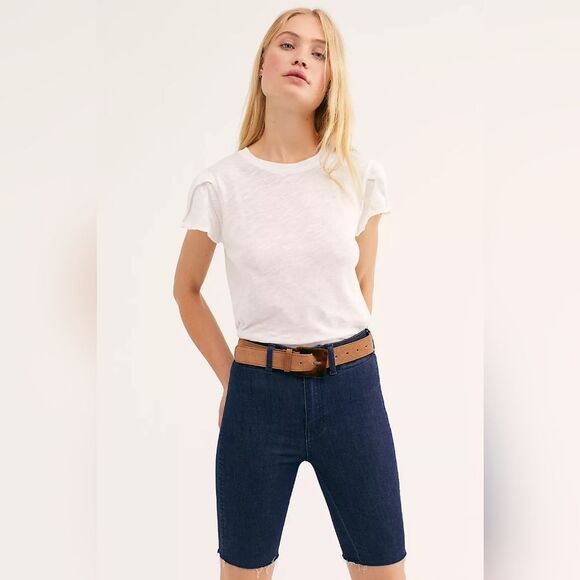 NWT/NWOT Free People So Chic Denim Biker Shorts - Picture 3 of 12